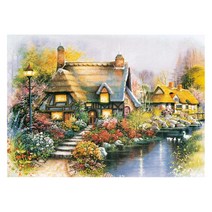 케이엠엘리 DIY 액자형 3D 사각 보석십자수 정원의 아침 50 x 40 cm, 랜덤발송, 1세트