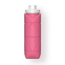 꼼꼬미 휴대용 접이식 실리콘 스프링 보틀, 핑크, 600ml