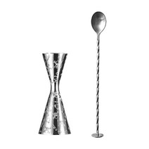 칼딘 더블 사이드 칵테일 스컬 지거 30 60ml + 바스푼 세트, 실버, 1세트