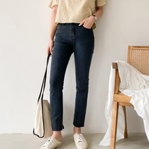 여성용 라라온 이사벨 슬림 블랙 데님 팬츠