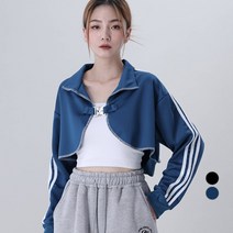 어썸어라운드 여성용 라인 버클 크롭 자켓