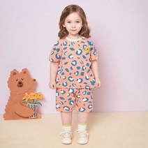 몰리멜리 아동용 뉴 알록 치타 반팔 상의 + 하의 세트