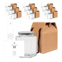 육각 꿀병 500g + 실버캡 랜덤발송 + 심플 밤꿀 L 스티커 + 봉인 + 박스 세트, 10세트