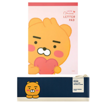 카카오프렌즈 미니 플랫 펜슬케이스 + 패드 편지지, 라이언(펜슬케이스), 리틀라이언(패드편지지), 1세트