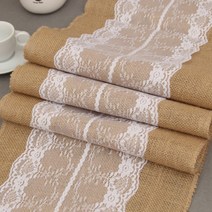 마켓감성 레이스 장식 린넨 테이블 러너, 타입 6, 30 x 275 cm