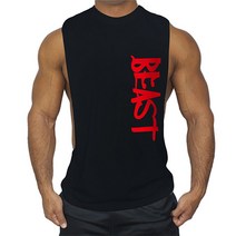 남성용 BEAST 머슬 보디 빌딩 짐웨어 헬스 민소매 티셔츠
