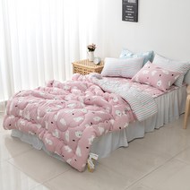 에르미아 곰돌이 부드러운 모달 사계절 차렵이불 + 베개커버 + 패드 침구세트