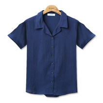 코카리나 여성용 이츠쿨 반팔 베이직 루즈핏 무지 린넨 블라우스