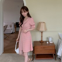 미느텟 프릴 플라워 스트랩 미니 원피스 OPS7869K26