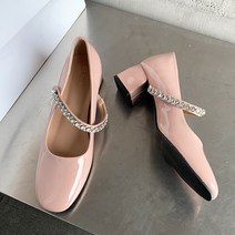 큐빅 스트랩 퀸스 메리제인 구두 5cm