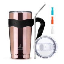 캐리보틀 스탠다드 스테인레스 보온보냉 텀블러 + 전용손잡이 + 스테인레스 빨대 + 마우스 3종 세트, 글로시와인(텀블러), 블랙(전용손잡이), 마우스(오렌지, 화이트, 블루), 600ml