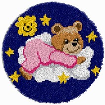 알로데 동물 라운드 카펫 러그 매트 DIY 스킬 자수 세트 영문버전 흰색인쇄메쉬, 1세트, 04