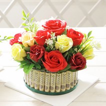 인크리코 비누꽃 로즈 30개입 용돈 케이크, 레드