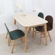 파스텔우드 자작네츄럴 4인용 원목식탁세트 벤치/의자, 04.식탁+헤드4개, 네츄럴 (헤드의자는 화이트)