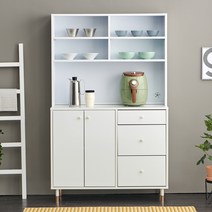 가온리빙 아티스 주방수납장 밥솥/렌지대, 와이드 수납장+상부 수납장(화이트)