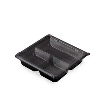 쿡앤락 정사각 반찬샐러드 3칸(검정) 100개, 1개