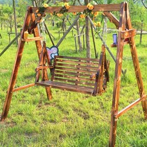 야외 원목 그네 의자 방부목 정원 전원주택 공원 흔들의자 벤치 그네 2인용, 라지(170x120x170)