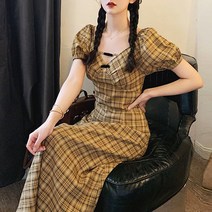메이킹유 반팔 체크 소매퍼프 데일리룩 PA33로빗원피스