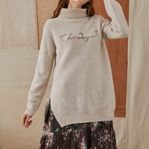 써스데이아일랜드 여성 니트티 롱티 기본티 롱티셔츠 스웨터 하이넥