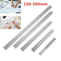 150-500mm 양면 스테인레스 스틸 스트레이트 눈금자 금속 규모 측정 손 도구 편지지 제도 액세서리, 500mm, 협력사