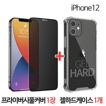 스톤스틸 아이폰12 미니 프로 프로맥스 프라이버시 정보보안 풀커버 강화유리 + 하드 백 크리스탈 케이스, 아이폰12프로맥스, 프라이버시풀커버+젤하드케이스