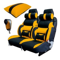 카월드 자동차 기능성 리무진시트커버 루키세트 (시트2+목쿠션2+팔쿠션+기어봉 ), 1세트, 오렌지블랙