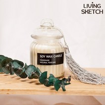 [리빙스케치]원형 유리용기 캔들 태슬장식 핸드메이드 천연소이왁스 인테리어소품 선물포장, 블랙베리베이