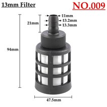 10 종류 8 ~ 14mm 호스 파이프 필터 세차 가든 관개 스프레이 어 펌프 필터링 네트 스트레이너 스테인레스 스틸 메쉬, 5pcs, NO.009