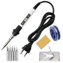 80W 납땜 인두 조정 가능한 온도 전기 다리미 LCD 디지털 디스플레이 용접 수리 무연 220V 110V 납땜 스테이션, 220V EU 플러그, 하얀