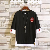 데일리반팔티셔츠 남자 청년 t셔츠 라운드넥 트렌드 와이드 루즈핏 여름 저승사자 체구 55부 소매 슬림 상의 589845354