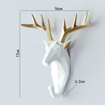 북유럽 동물 행잉 코트 후크 1 개 월 펀치 프리 사슴 머리 키 행거 홈 스토리지, White Deer