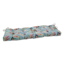 Pillow Perfect 조이 시트러스 Zoe Citrus 실외/실내 터프트 Tufted 벤치/스윙 쿠션 142.2cm x 45.7cm 56인치 18인치 그린 USA 미국, Blue Sunny Daze