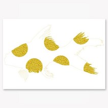 셀러허브 No25 금붕어 골드도트2 모던 인테리어 액자 3호, 3호(27x19cm)／프레임액자(우드패턴)