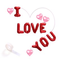 I LOVE YOU 은박풍선SET 셀프이벤트 홈파티 생일 프로포즈, 없음, 레드