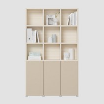 한샘 샘 책장 5단 120cm 수납형 시공 컬러 택1, 퓨어화이트_책장,패턴베이지_도어(M)