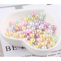 3-8mm 25컬러 진주 구슬비즈 반지 팔찌 목걸이 스트랩 키링 비즈공예 만들기 재료, 4mm, 22 스카이&그린&연퍼플
