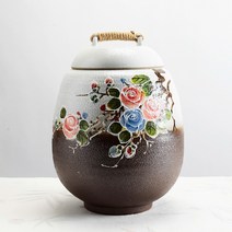 비채 투톤 장미 쌀독 10KG 소금항아리 쌀통