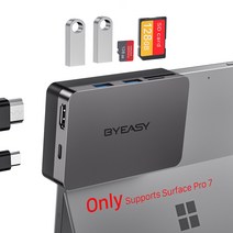 마이크로소프트 서피스독 USB 허브 도킹 BYEASY 6 in 1 Docking Station 4K HDMI USB-C PD 60W Card Reader for Surface Pr