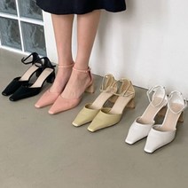 슬림 뾰족코 여성 스트랩힐 치마코디 7.5cm 여자힐