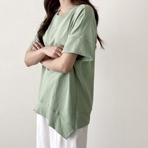 코지23 / 여자 홈족 홈웨어 여친룩 기본 꾸안꾸 마카롱 반팔티