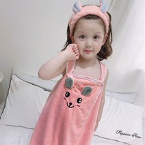 의지몰 어린이 3초가운 헤어밴드포함 유해성테스트 알러지테스트 완료, 샤워가운 소형+헤어밴드, 핑크