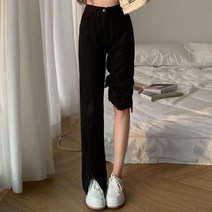 마이크로 부츠컷 트임청바지 여성 키커 보이는 블랙 스트레이트핏 일자 슬림핏 교차 빅진 맥시 긴바지