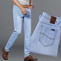 JEANS 시즌 하늘색 청바지 남성 스트레이트 오버핏 프리미엄 봄여름 스트레이트 캐주얼 팬츠 팬츠 소프트 네이비 화이트 27사이즈