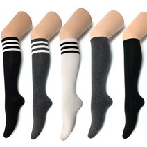 오마샤리프 여성 반양말 반장양말 숙녀 하프삭스 니삭스 무지 스트라이프