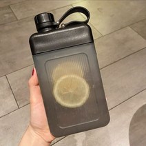남여공용 플라스틱 남작 워터 북보틀 납작한 물병 사각 텀블러 물통 부명 보틀, 450ML 블랙