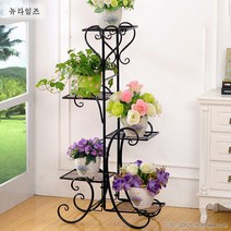 다소미얼 유럽풍 철재 화분정리대 꽃꽂이 다소미얼+무료 배송, 블랙, 5단