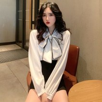 SAMARA 하객룩 배색 리본 블라우스 SY