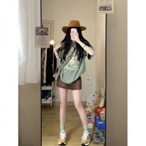 빈티지반팔티 프린트 엄현경 티셔츠 레트로 라운드 스타일