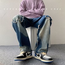 데미지 청바지 홀치기염색 대미지 데님입니다 바지남자 디자인감각 보이핏 볼륨 아메카지스타일 VIBE 무드 3852847294