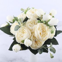 촬영용부케 제주도스냅 센터피스 호접란 안개꽃부케 브라이덜샤워 생화같은조화 꽃다발 로즈, 하얀
